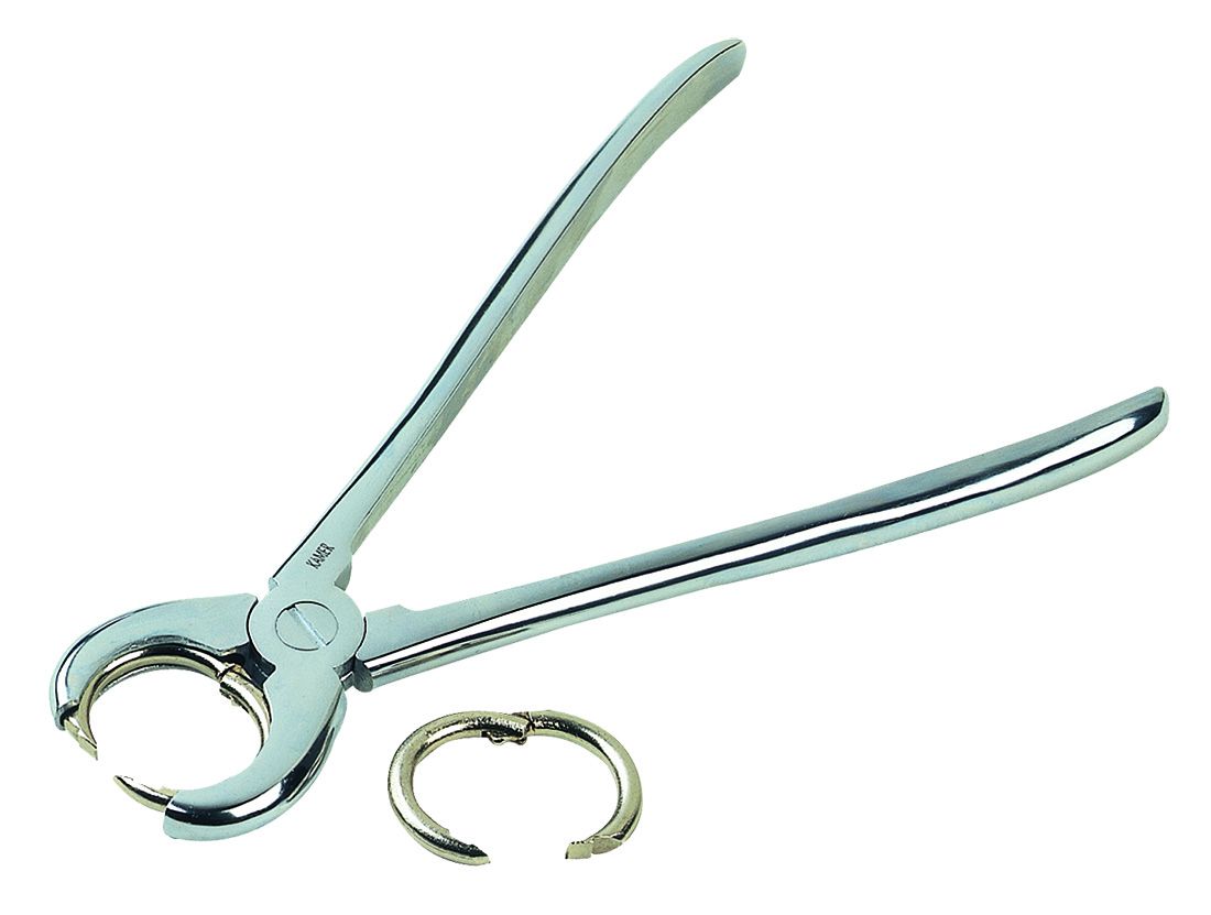 Pince pose anneaux acier porcs