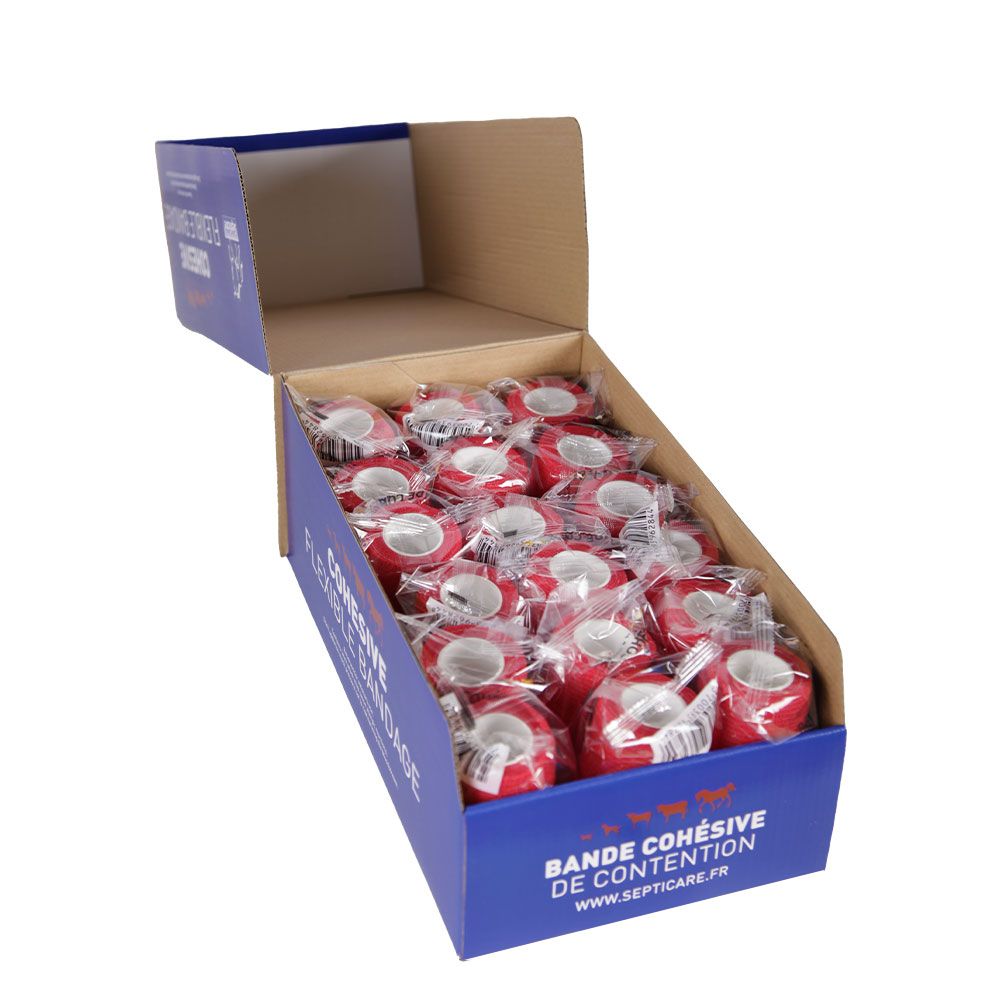 18 Bandes cohésives de contention couleur rouge