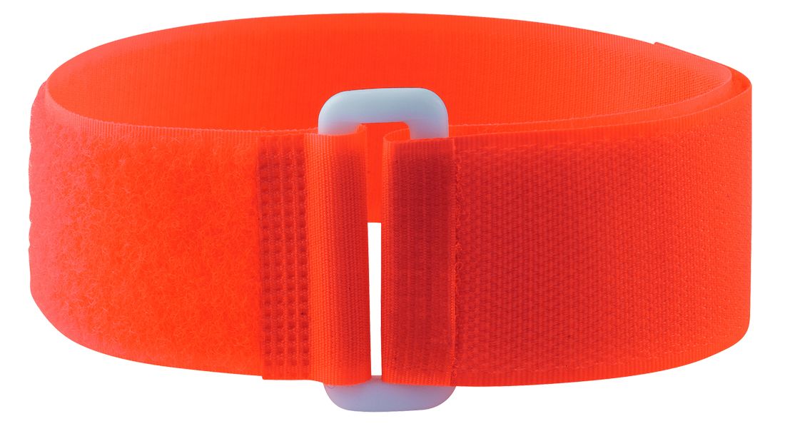 5 Bracelets auto-agrippants fluo avec passant orange