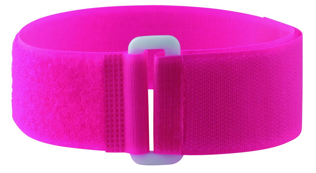 5 Bracelets auto-agrippants fluo avec passant rose 
