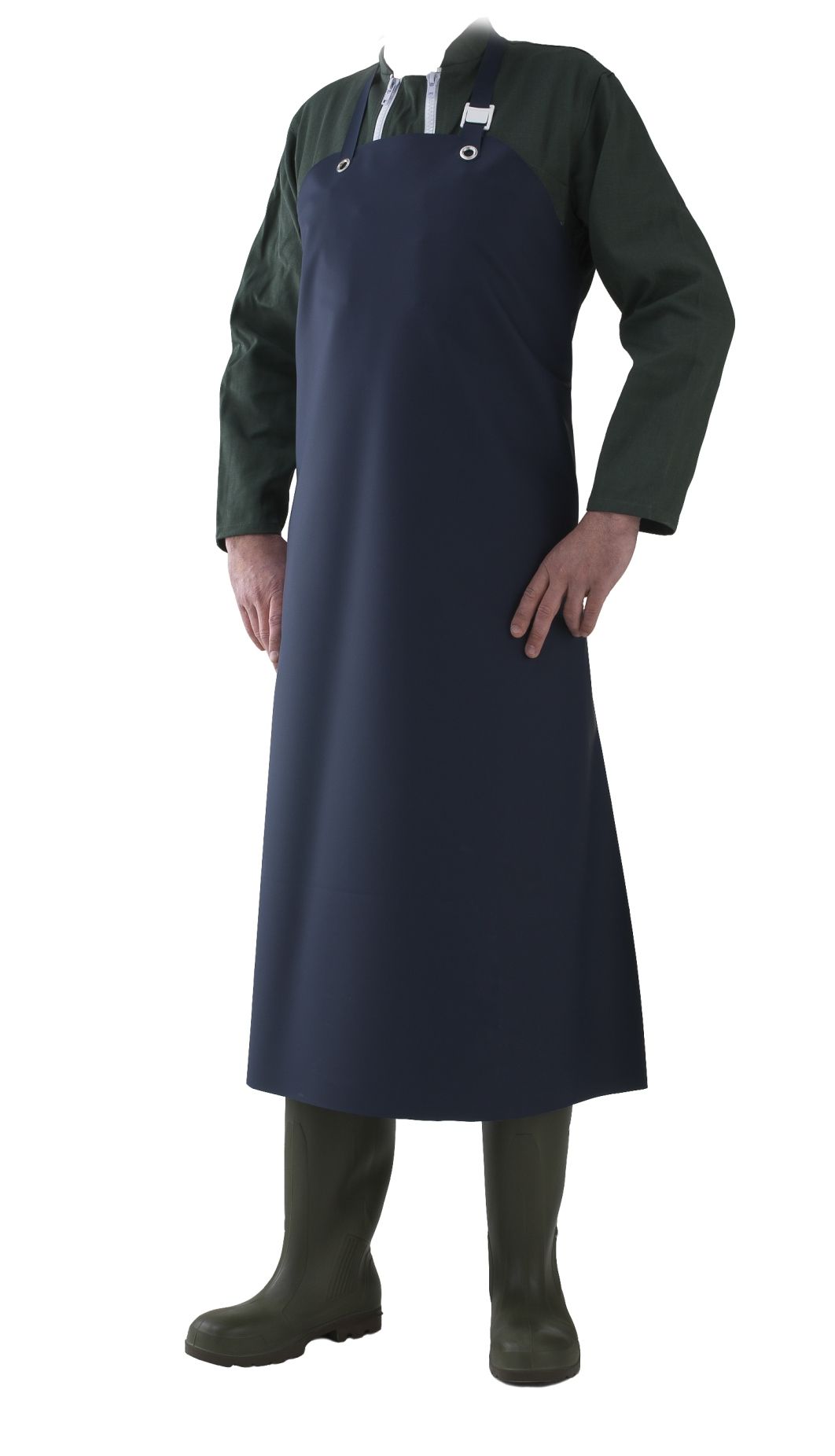 Tablier de laiterie bleu