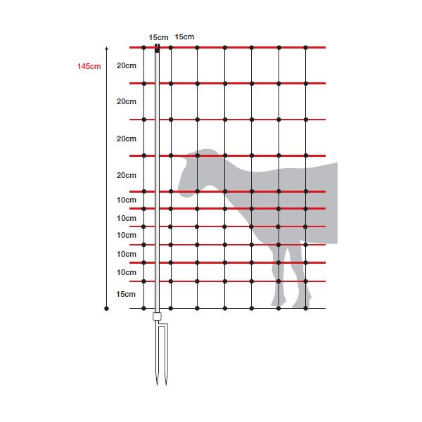 Filet anti-loups 50 m, h 145 cm, double pointe, horinetz super
