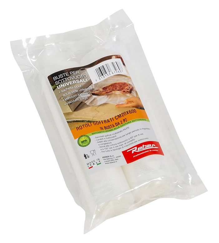 2 rouleaux pour mise sous vide REBER - 20*600 cm