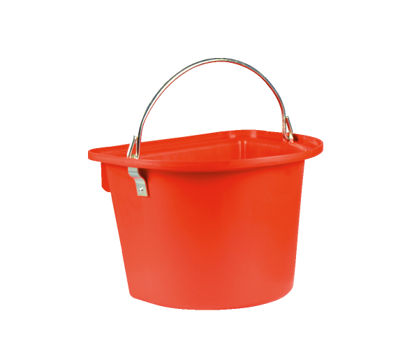 Mangeoire rouge avec anse et crochets de suspension