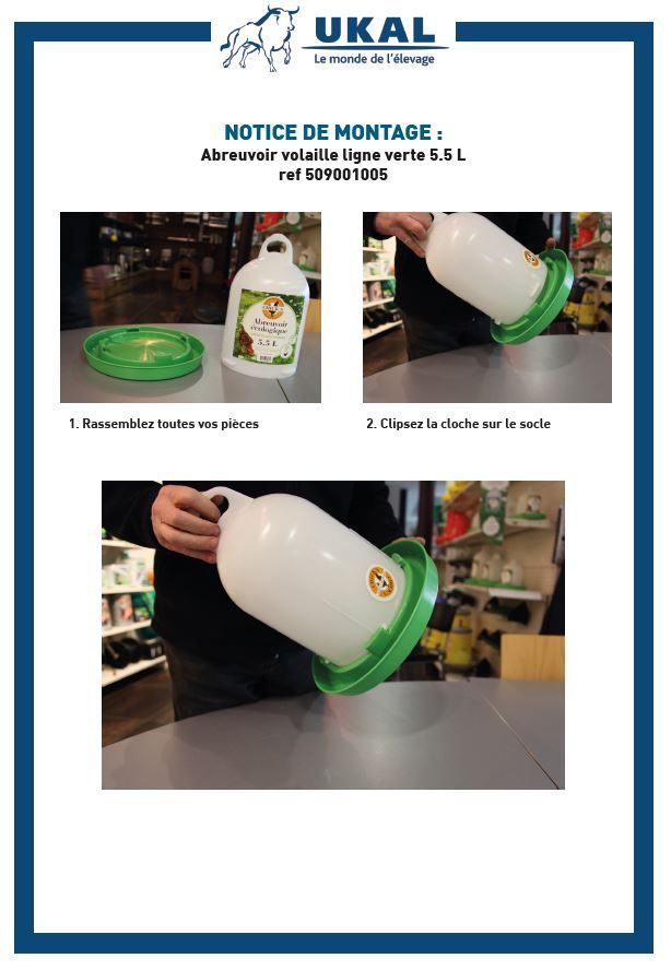 Abreuvoir volaille ligne verte 5.5 l