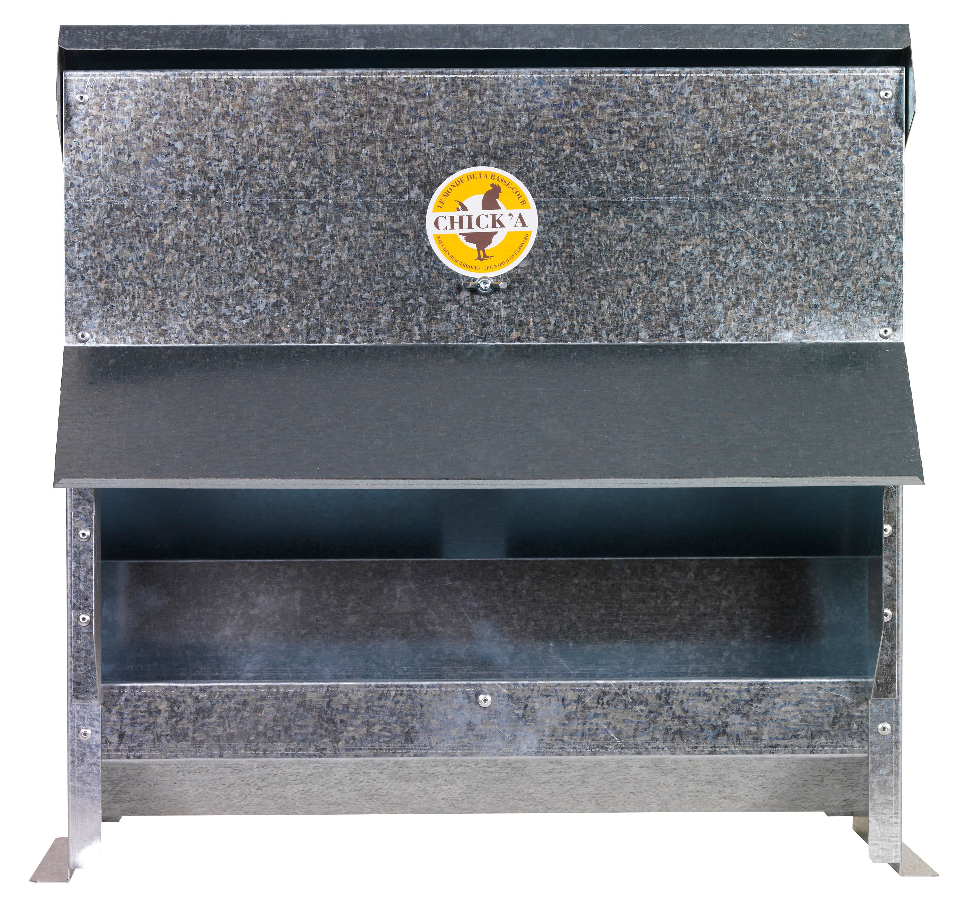  Mangeoire à trémie en acier galvanisé 25 L pour 15 poules