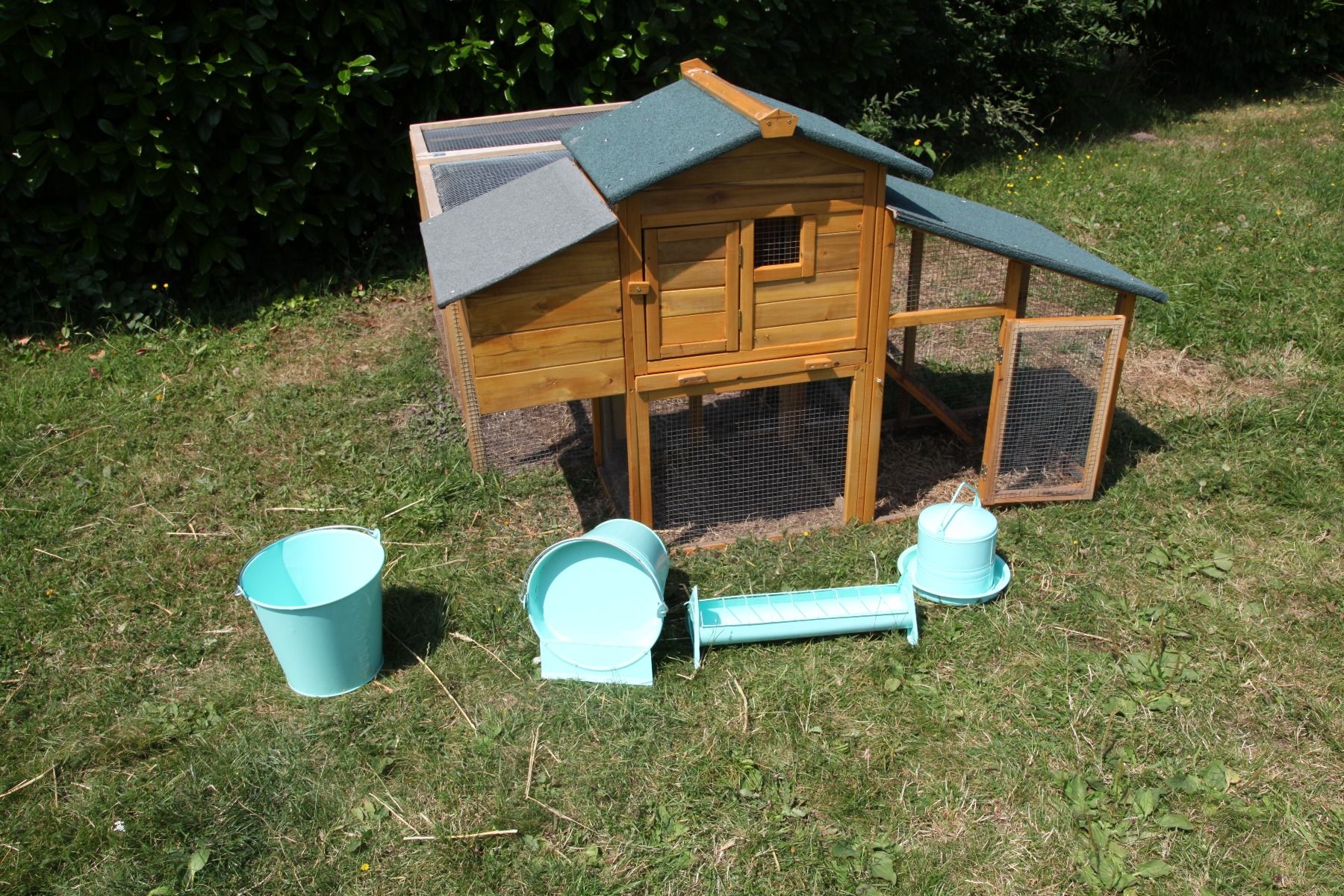 Abreuvoir métal en tôle émaillé vert d’eau 3L - 4 poules