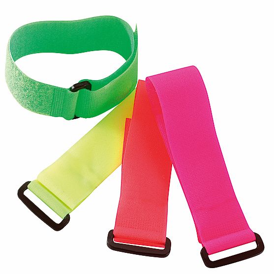 5 Bracelets auto-agrippants fluo avec passant orange