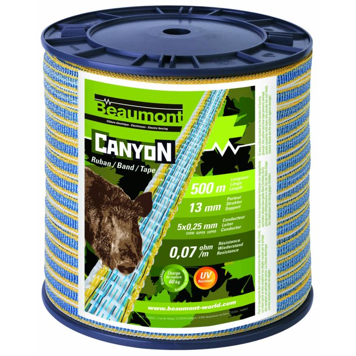 Ruban de clôture CANYON 13 mm x 500 m  - jaune/bleu 