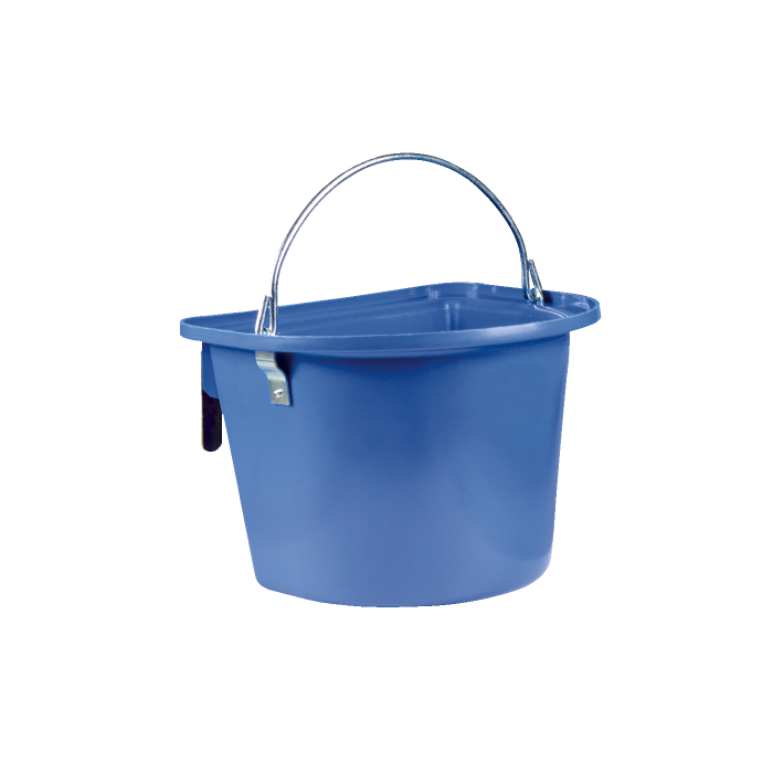 Mangeoire bleue avec anse et crochets de suspension