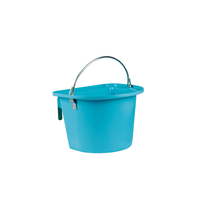 Mangeoire turquoise avec anse et crochets de suspension