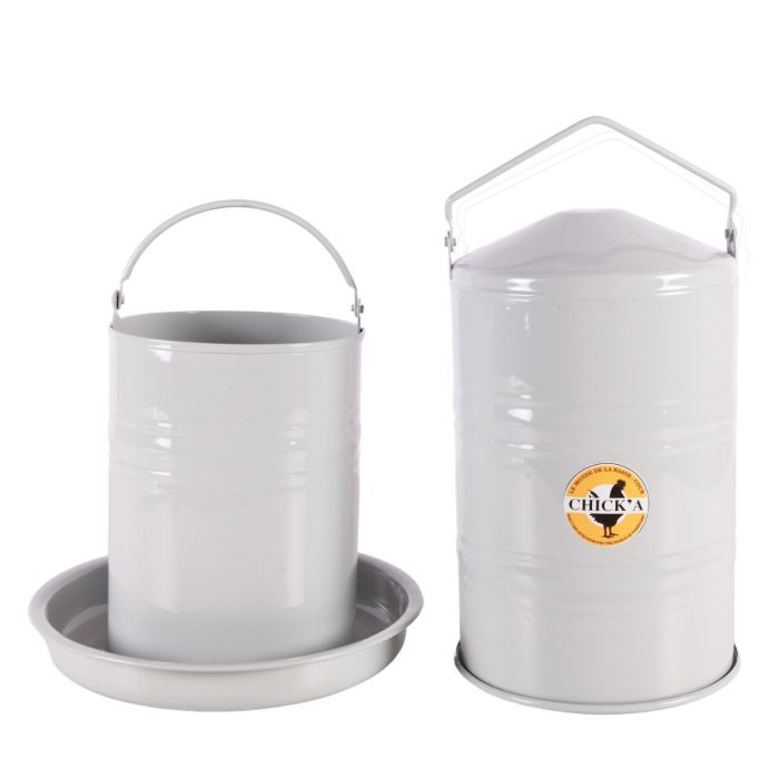 Abreuvoir en métal gris, 5 L
