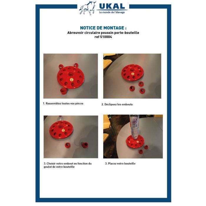 Abreuvoir porte bouteille pour poussin