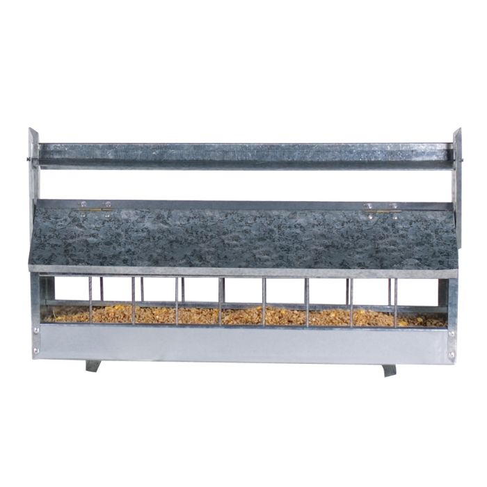 Mangeoire à toit à rouleau tournant en acier galvanisé 4,2 L pour 15 poules