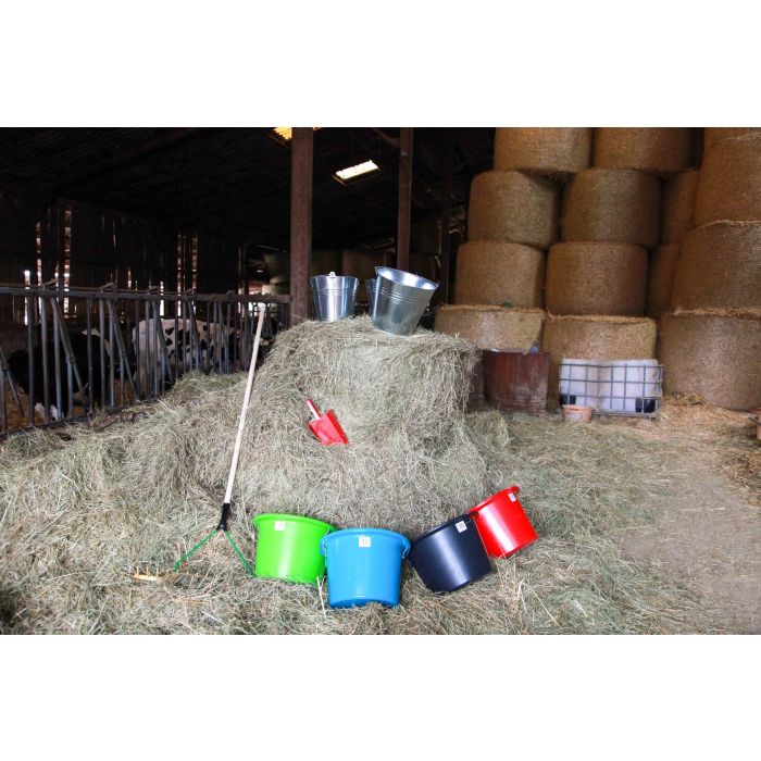 Mangeoire turquoise avec anse et crochets de suspension