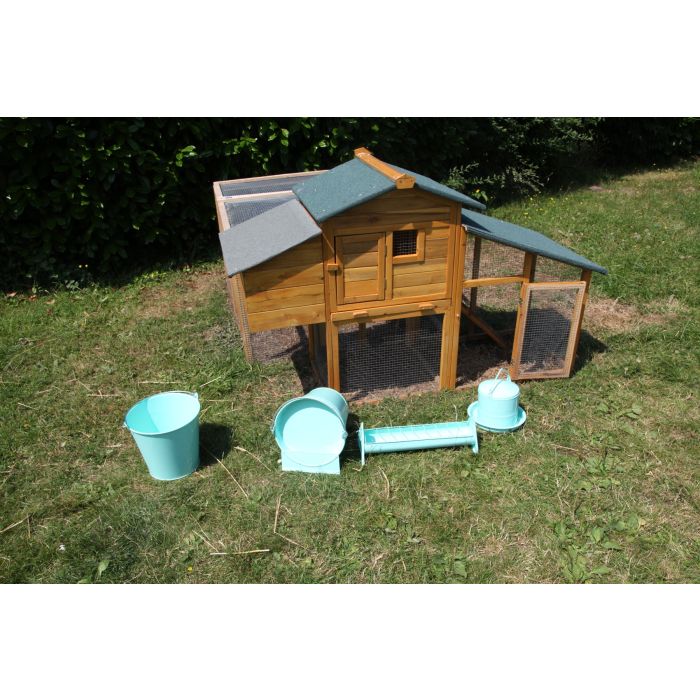 Abreuvoir métal en tôle émaillé vert d’eau 3L - 4 poules