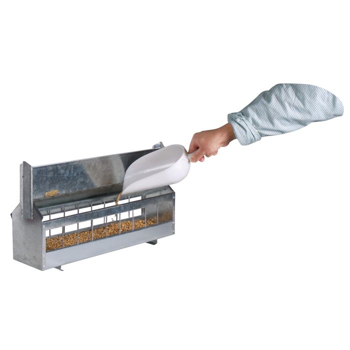 Mangeoire à toit à rouleau tournant en acier galvanisé 4,2 L pour 15 poules