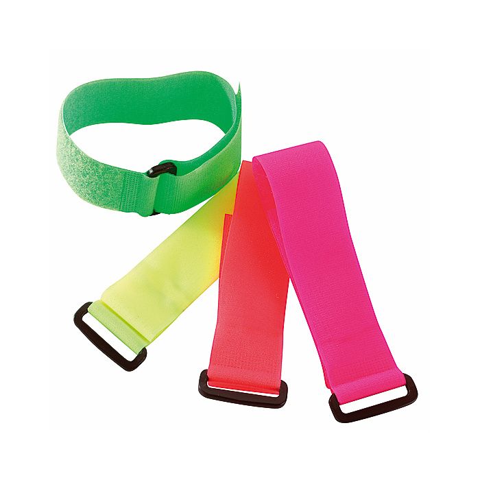 5 Bracelets auto-agrippants fluo avec passant orange