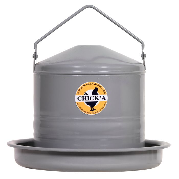 Abreuvoir en métal gris 3L