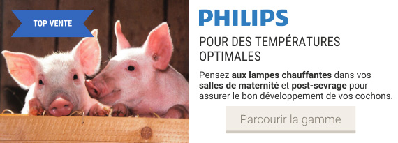 Gamme de lampes chauffantes Philips pour porcs